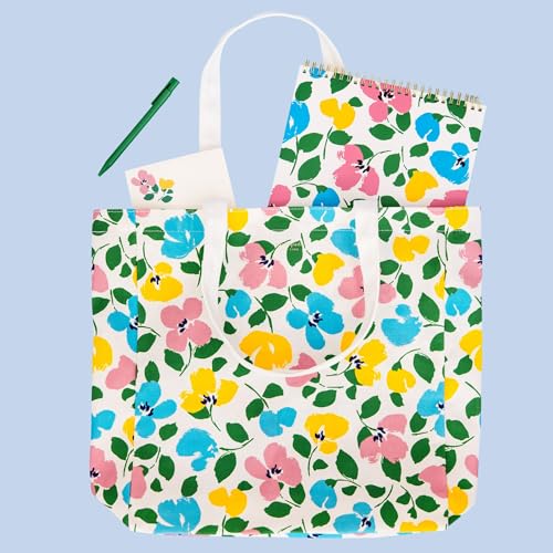 Image of kate spade new york Canvas Tote Bag for Women, Cute Tote Bag for Work or Teacher, Canvas Beach Bag, Book Tote with Pocket