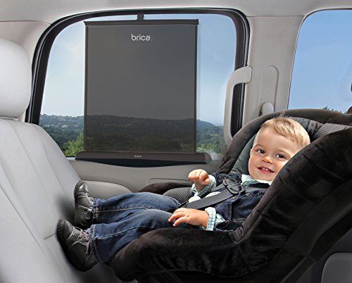 Munchkin Brica Smart Window Shade Rolls Up and Down with Window, Helps Block UVA/UVB Rays, Black