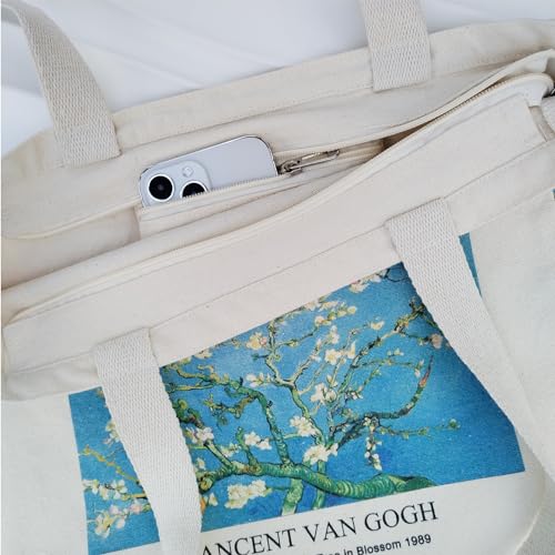 BROADREAM Jutebeutel Bedruckt Vintage, Jute Beutel, Einkaufstasche Bag, Canvas Tote Bag Aesthetic Vintage Taschen Groß Umhängetasche Stofftaschen für Damen Uni Arbeit