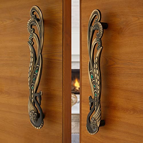 Image of LAPO Mayur 12 Inch Pull Handle Set for Main Door, Wooden & Glass Door, Stylish Antique Finish Pull Handles for Home, Office & Hotels, 3 Years Warranty (Right & Left Side Pair Combo)