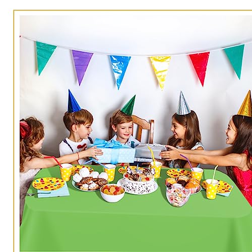 Image of tujol Lime Green 6 Pack Plastic Table Cloth 54 inch x 108 inch, Disposable Tablecloths Rectangle Table Cover, Plastic Tablecloths for Parties