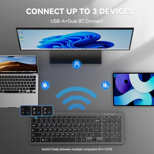 TECKNET Wireless Bluetooth Keyboard Rechargeable TK-KB041 の商品画像 5