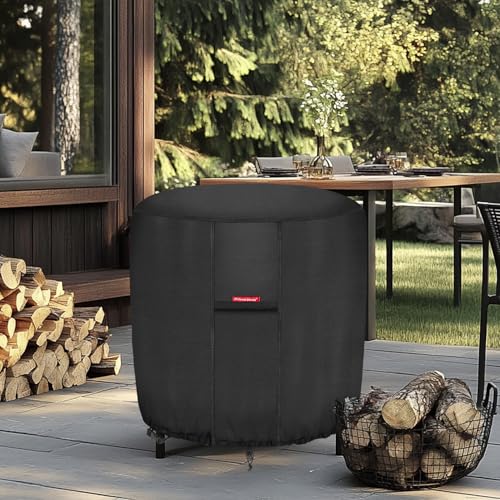 Image of Porch Shield Fire Pit Cover Waterproof Outdoor 600D Round Firepit Cover for Ikuby Globe Fire Ball - 36 inch D x 34 inch H, Black