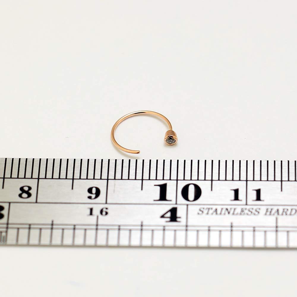 Monster Piercing 9k Tinta Oro 20 Gauge - 8 MM di Diametro Lunetta Cerchio Aperto Chiaro CZ Pietra Gioielli Anello penetranti del Naso