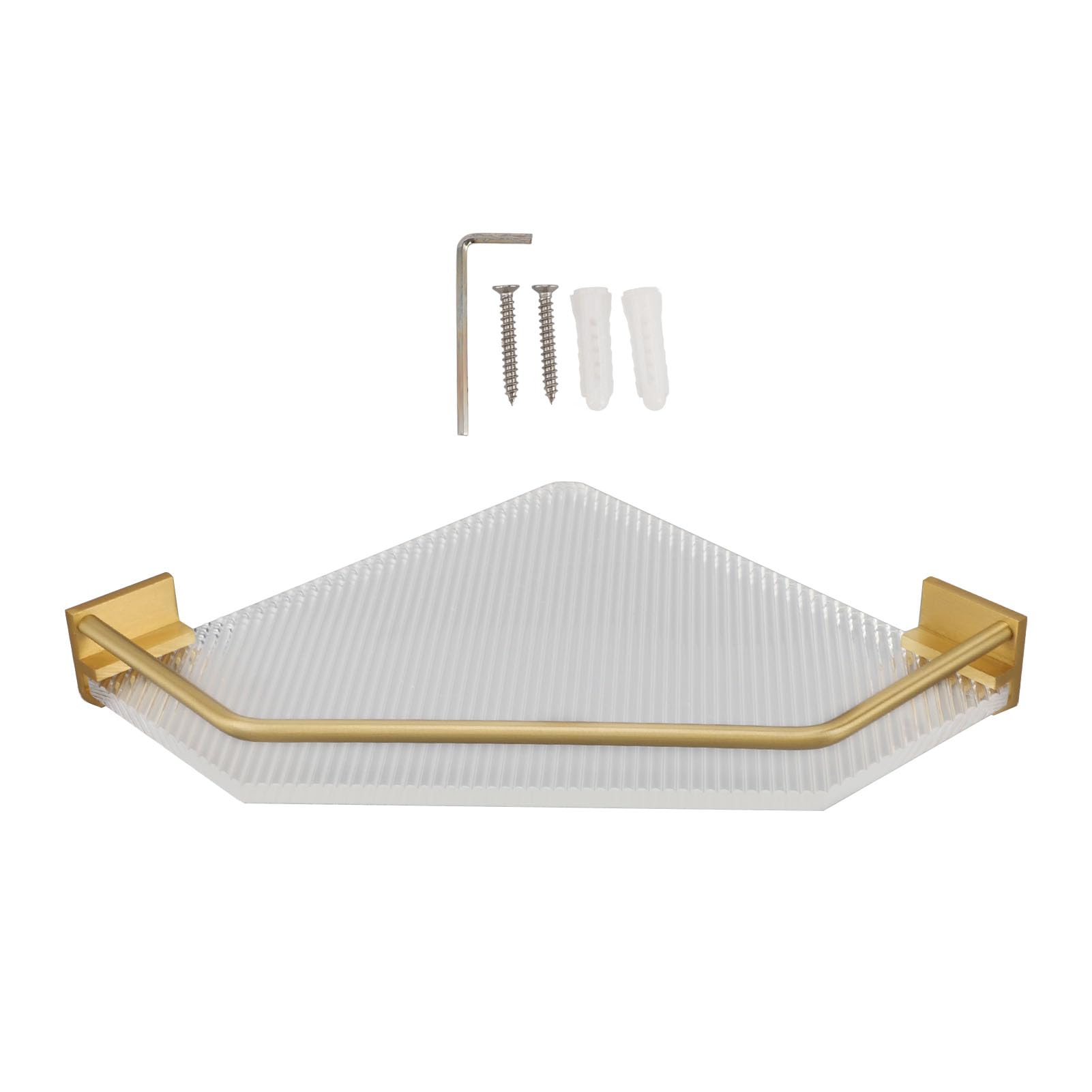 DADEA Acrylic Wall Mounted Corner Shelf Gold Corner Shower Shelves Stylish Shower Caddy Hanging Shower Corner Shelf Widely