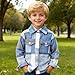 Feidoog Toddler 2 Pack Baby Boys and Girls Plaid Shirts Jacket Long Sleeve Lapel Button Down Shirt Top Outwear Clothes,Blue+Brown,18-24M