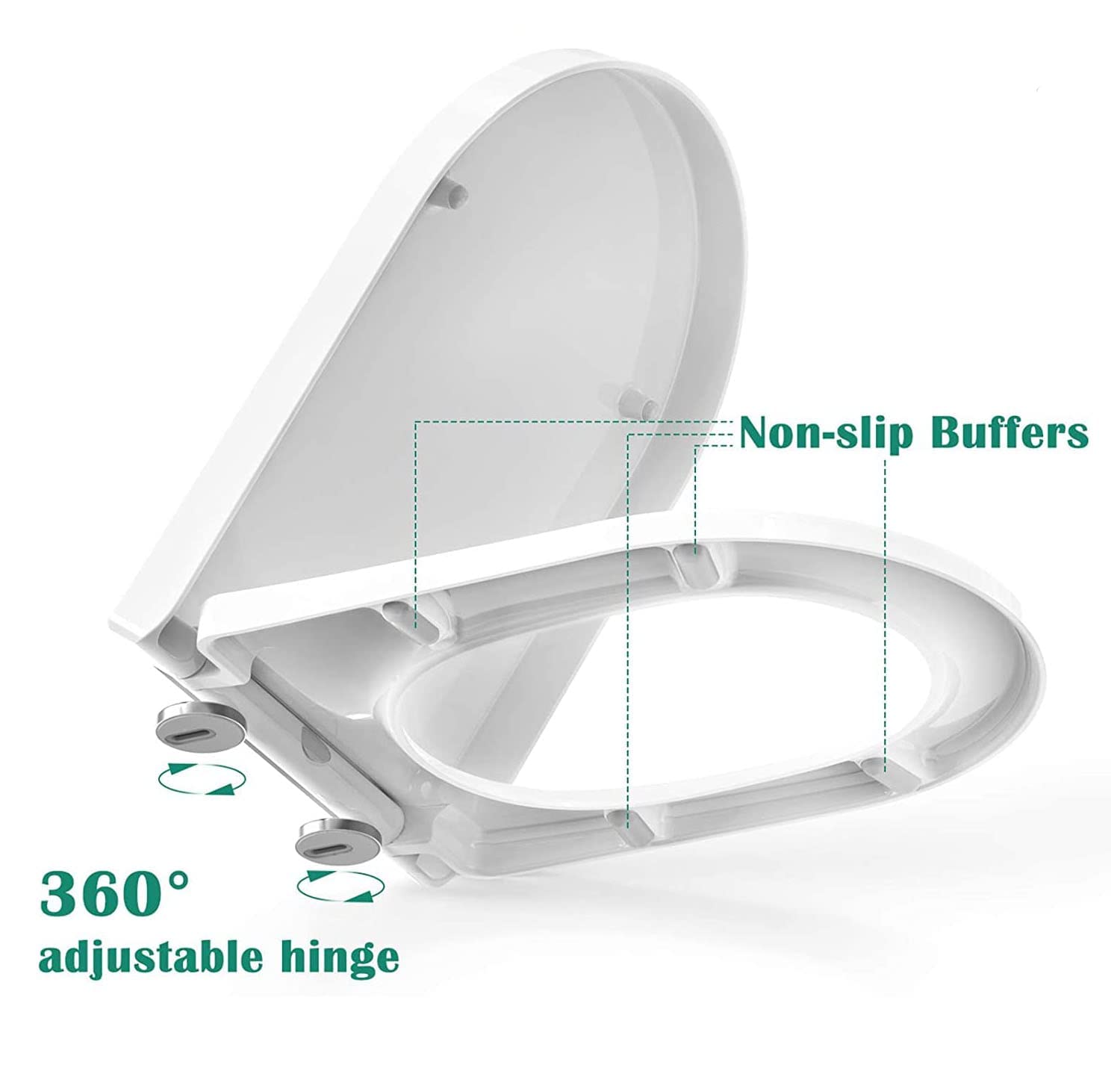 Asiento de Inodoro Compacto de Cierre Suave, diseño en Forma de U, fácil instalación, pequeño Inodoro Blanco, Accesorio para baños pequeños, Duradero y cómodo.