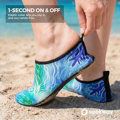Image of SEEKWAY Water Shoes Women Men Adult Quick-Dry Aqua Socks Barefoot Non Slip for Beach Swim River Pool Lake surf Black SK002(U)