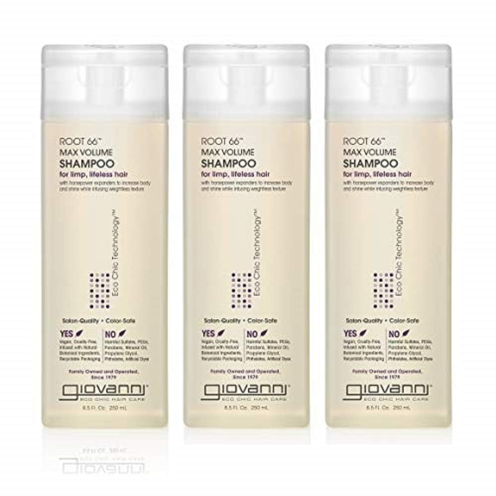 Root 66 Max Volume Shampoo - For Fine Lifeless Hair, Rich in Nutrients, Volumizing Shampoo, Infused with Natural Botanical Ingredients, Helps Strengthen Hair, Color Safe - 8.5 oz (3 Pack)