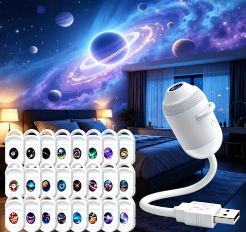 GINGER TECH Hd Smart Holographic Night Light Projector Plug-and-Play 360 Adjustable USB Powered Starry Sky Planetarium Gift for Kids
