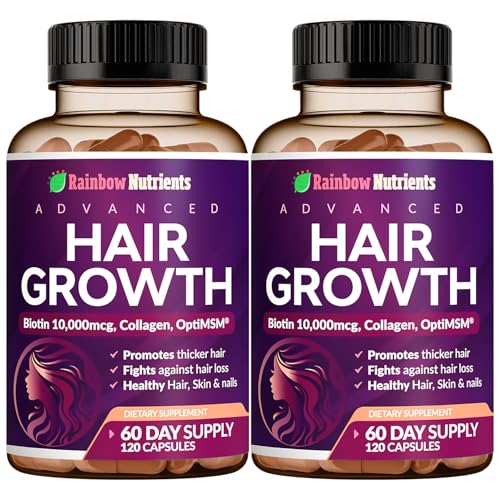 (2 Pack) Hair Growth Vitamins for Women | Biotin 10 000mcg Collagen Patented OptiMSM goMCT Saw Palmetto | Naturally Regrow Stronger & Healthier Hair Skin and Nails | May Stop Hair Loss