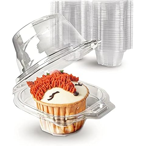 LATERN 60Pcs Clear Plastic Cupcake Boxes Cover
