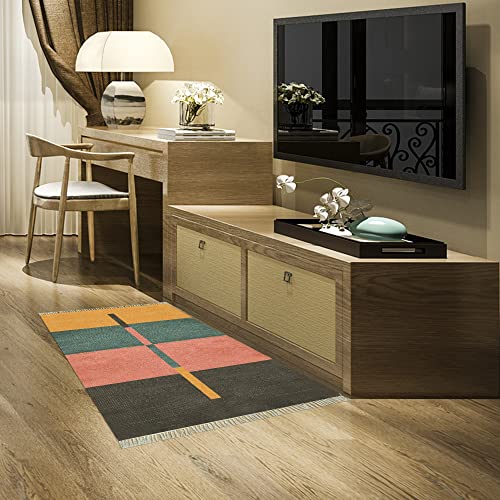 Tapis de cuisine lavable en coton géométrique multicolore 1,2x3,7m - 2