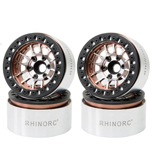 RhinoRC MOZA 1.9 Inch Negative Offset Aluminum Wheel Rim 4PCS Beadlock RC Tires for 1/10 RC Crawler...