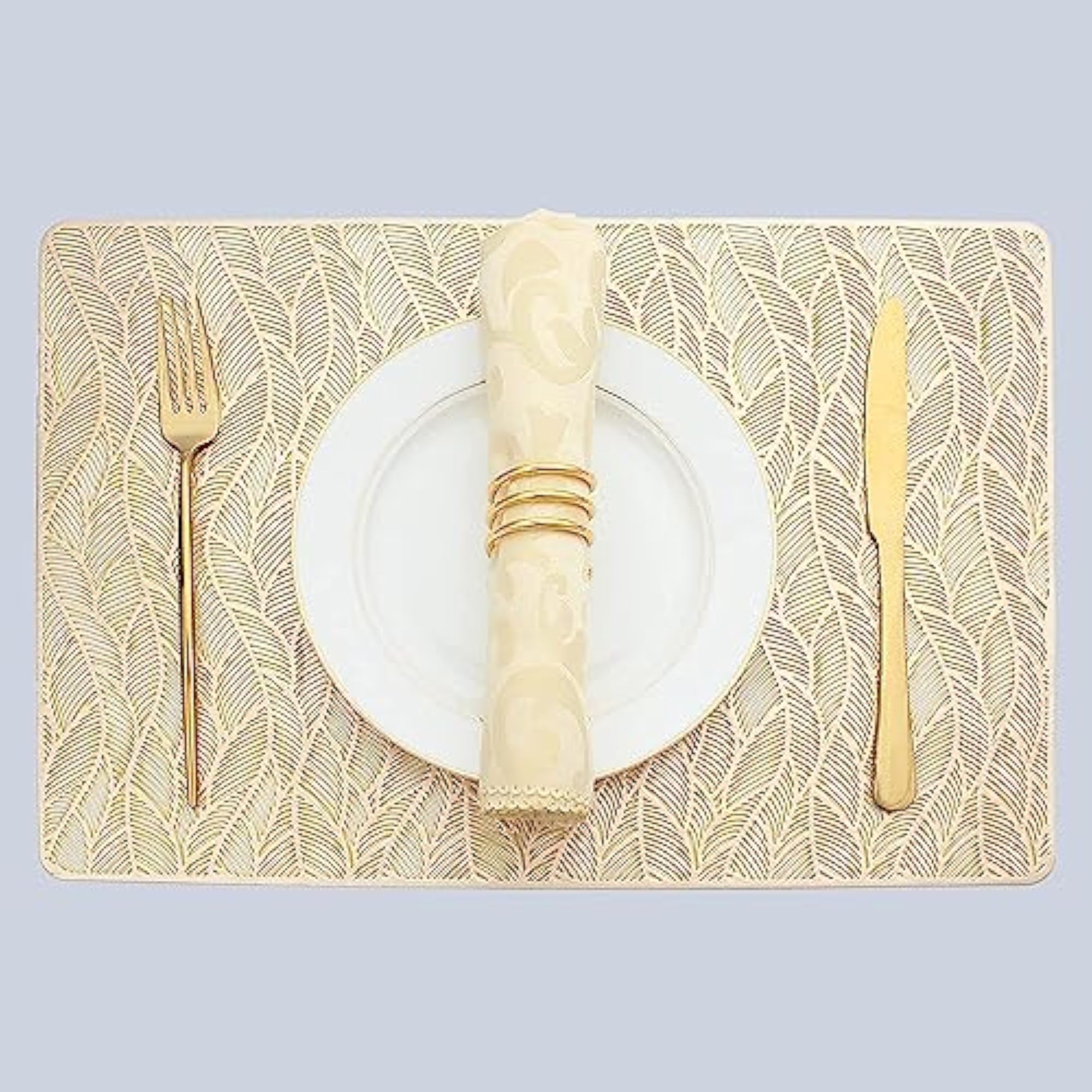 PVC Pack of 2 Leaves Shape Rectangle Placemats