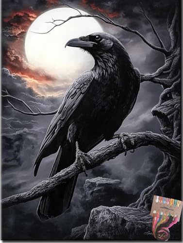 Gothic raven cross stitch kit on branch image