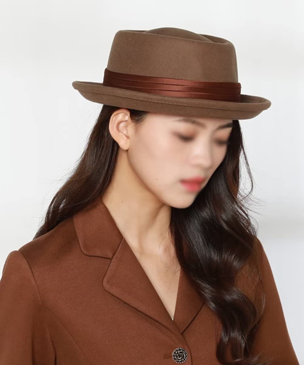 Donna 100% Lana Fedora Cappello in Feltro Elegante 1920s Vintage Cappello da Chiesa