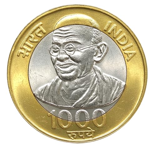 Image of 1000 Rupees, India Fantasy Rare Bi-Metallic Coin (Mahatma Gandhi TY-2)