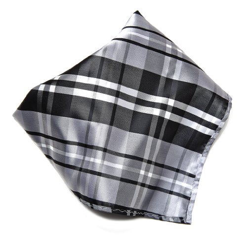 Black Gray White Plaid Design Men's Hankerchief Pocket Square Hanky