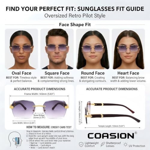 Image of COASION Fashion Rimless Frameless Sunglasses for Women Men Y2k Retro Sun Glasses Square Tinted Glasses