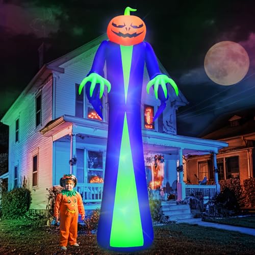 Aufblasbarer Kürbiskopf-Geist mit LEDs, 3,6 m – Produktansicht 1