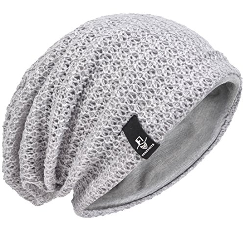 Hombre Gorro de Punto Slouch Beanie Knit Invierno Verano Hat (Gris Claro)