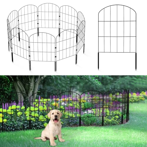 Teodute 10 Piezas Vallas para Jardín Metalicas, Enchufable Vallas Decorativas para Jardín, Un Total de 320 cm (L) x 40 cm (H), Vallas de Jardín y Barreras Animales para Conejos, Perros, Granjas