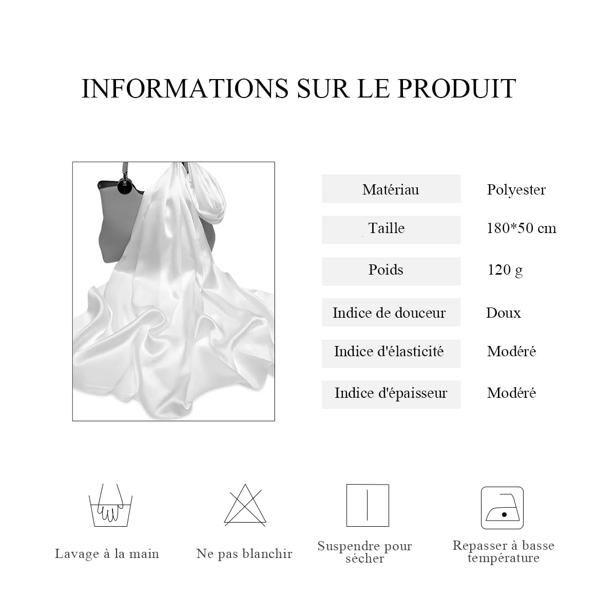 LumiSyne Femme Etole Châle Wrap En Satin Soyeux Unicolore Mousseline Belle Écharpe Pour Demoiselles Mariée Mariage Soirée Cérémonies Fêtes
