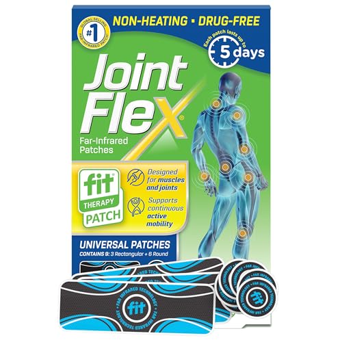 JointFlex FIT Therapy Far Infrared Universal Patch Supports Continuous Active Mobility for Muscles & Joints up to 5 Days/Patch Water Resistant Non-Heating Drug-Free 9-ct 3 Rectangular/6 Round