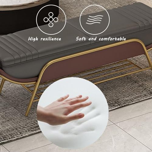 Banc à chaussures en métal robuste de 80cm de large avec assise capitonnée