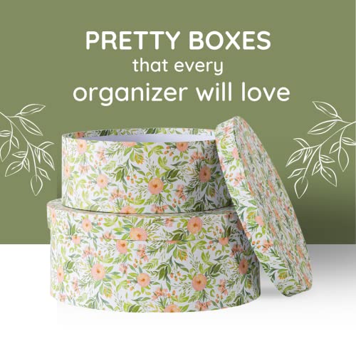 Soul & Lane Wild Flowers Oval Storage Boxes For Home Décor - Set Of 2: Floral Gift Boxes With Lids For Presents, Decorative Photo Storage Cartons, Stackable Paperboard Containers For Organizing #TOP3