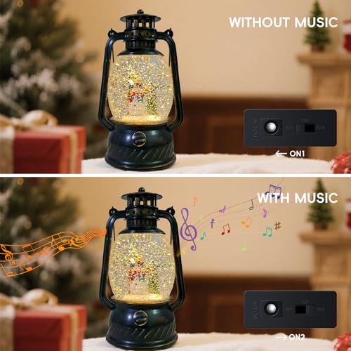 Christmas Snow Globes Glittering Christmas Table Decorations with 8 Songs Musical Water Lantern Colorful Resin Hand-Painted Snowman Statue - Image 6