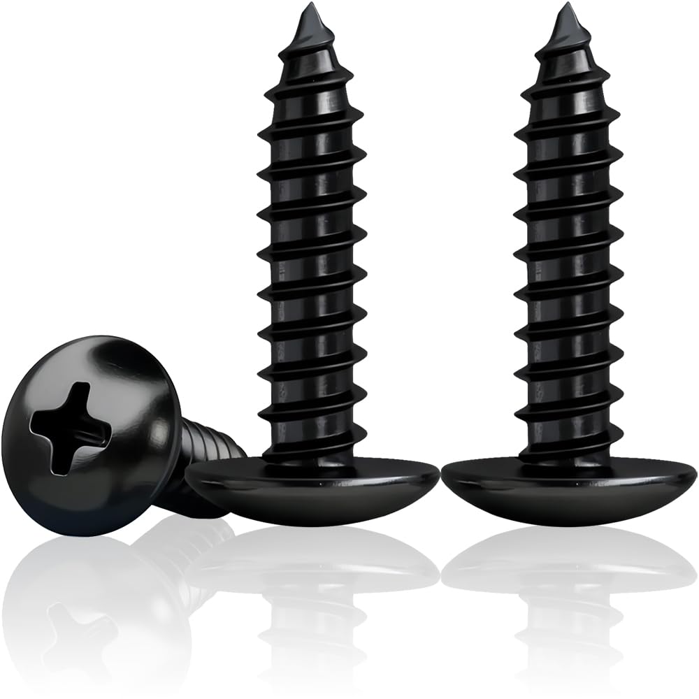 HXJDAM 110 Pcs M5 x 40mm Black Round Head Self Tapping Screws, Carbon Steel, Phillips Drive, Zinc Finish, Fully Threaded - Image 4