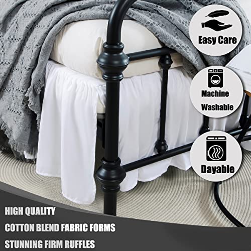 Image of Bed Skirt Queen Size 14 Inch Drop Ruffled Bed Skirt with Split Corners | Bed Skirt with Platform, Soft and Stylish 100% Microfiber, White