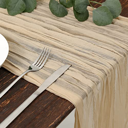 Dolopl 8Pcs Beige Cheesecloth Table Runner Bulk 13.3Ft Boho Gauze Cheese Cloth Table Runner Rustic Sheer Runner 160Inch Long For Wedding Bridal Baby Shower Birthday Party Cake Table Decorations #TOP1
