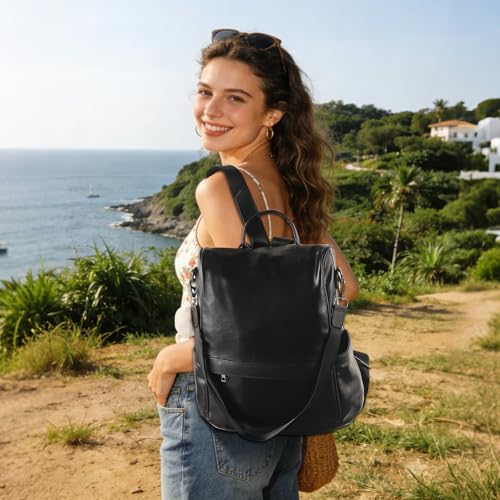 Image of CHERUTY Women Backpack Purse PU Leather Anti-theft Casual Shoulder Bag Fashion Ladies Satchel Bags