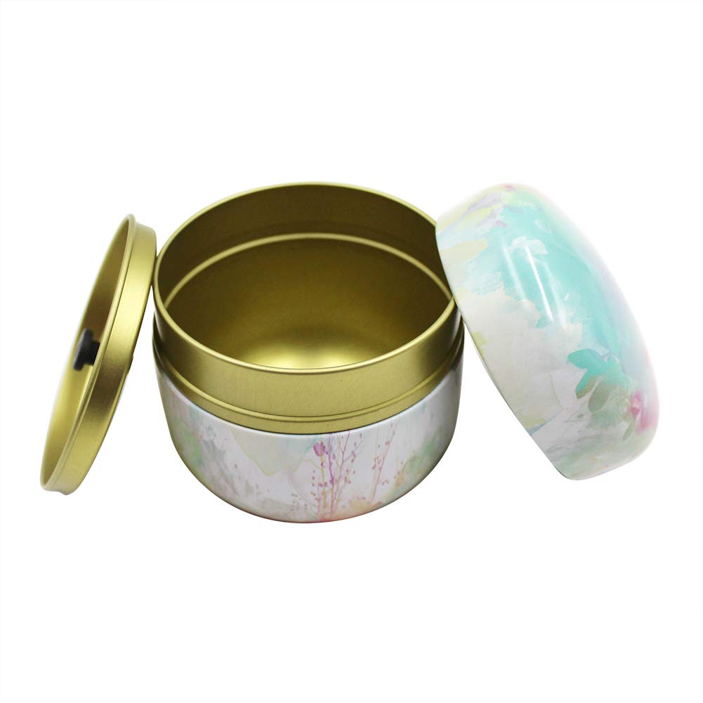 2-Pack Mini Tea Storage Tins – Flowers Pattern, Double Lid, For Tea, Coffee, Candy, Spices, Candle