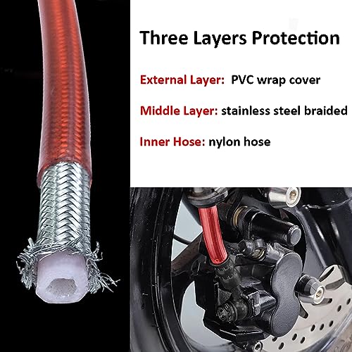 MOCNT 90cm Motorrad Bremsschlauch Motocross Bremsleitung Bremskupplung Ölschlauch Stahl Geflecht Hydraulisch Verstärkter Bremskupplung Leitungrohr Bremse Kupplungsschlauch Schwarz