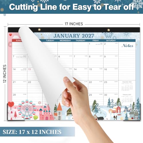 Image of Desk Calendar 2027,18 Months Calendar from January 2027 to June 2028 | 17 inch x 12 inch, Desk Calendars 2027-2028 with Large Ruled Blocks for Planning