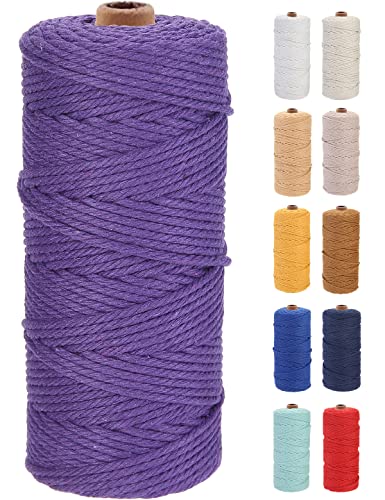 GOHOF Macrame Cord 3mm x 100m Premium Cotton Macrame Rope, 4 Strand Twisted Soft Cotton Cord
