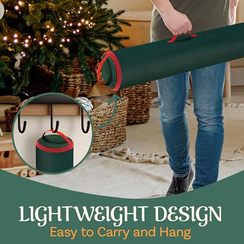 Wrapping Paper Storage Bag - 40-Inch Gift Wrap Organizer - Holds Up to 25 Rolls of Giftwrap - Christmas Storage by Elf Stor (Green)