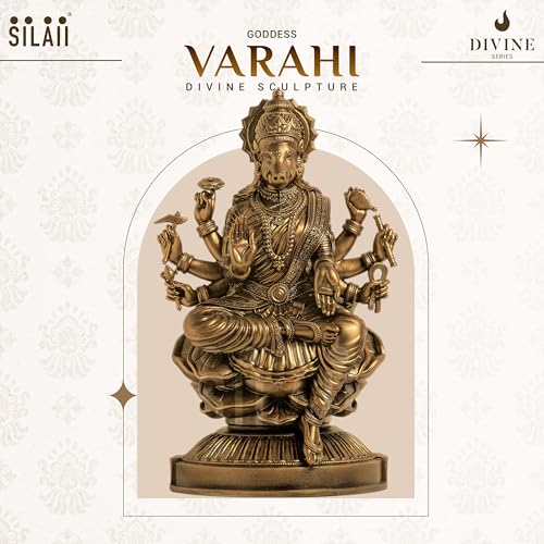 Image of SILAII Goddess Varahi Amman Sculpture - Antique Bronze Finish, Handcrafted Statue for Puja Room, Home Decor, and Gifting (Antique Bronze, 1 FEET)