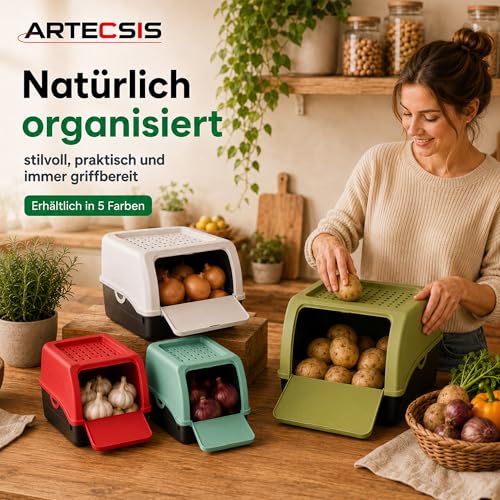 ARTECSIS® 2x Kartoffel Aufbewahrungsbox mit Deckel 4 kg mintgrün – Ansicht 9