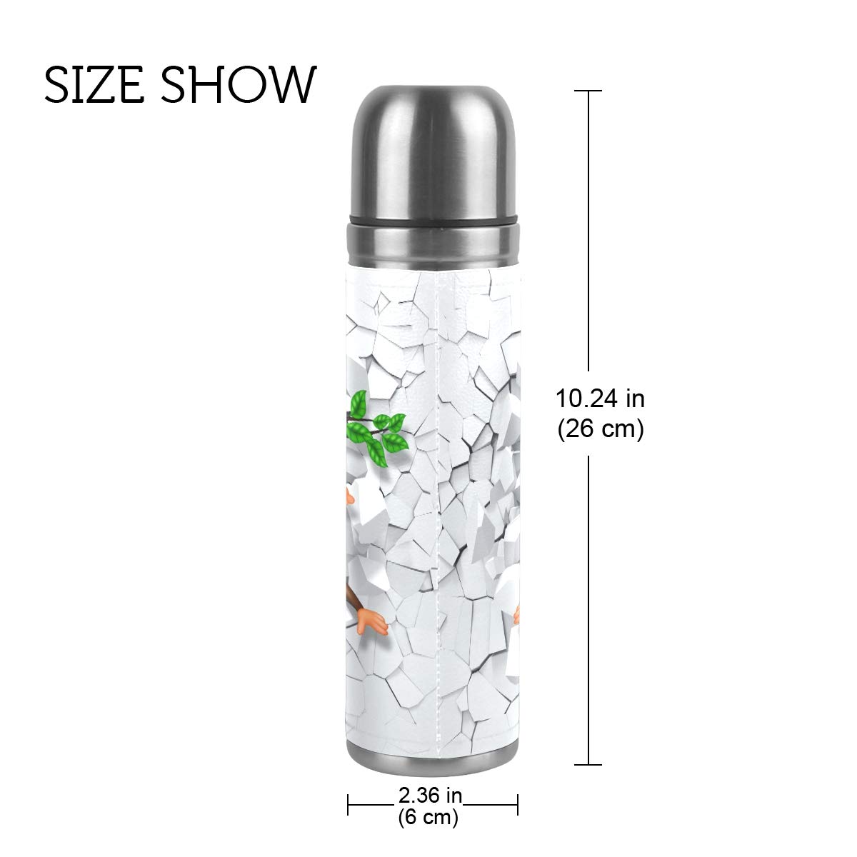 Taza de viaje aislada al vacío de acero inoxidable con doble pared a prueba de fugas, divertido diseño de mono en 3D personalizado impreso en piel auténtica, termo de 500 ml