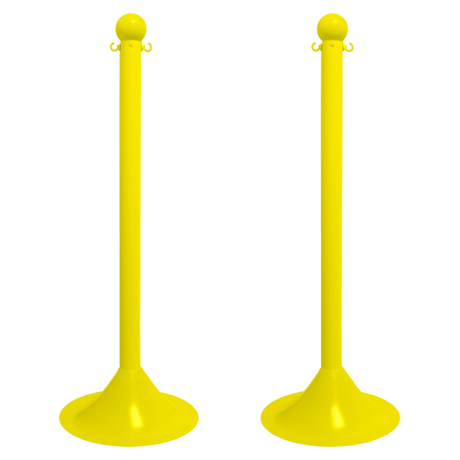 Mr. Chain Stanchion, Yellow, 41-Inch Height, 2-Inch Diameter Pole, Pack of 2 (91502-2)