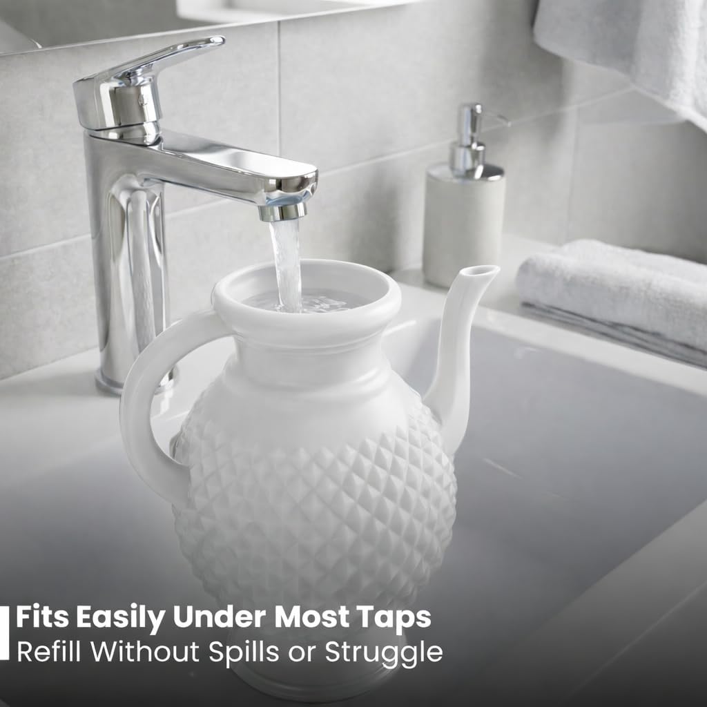 Plastic Lota 3.75 Liter | Washroom Water Jug for Toilet Hygiene | Lightweight Budna for Bathroom & Personal Cleaning | Durable Easy-Pour Toilet Jug (White)