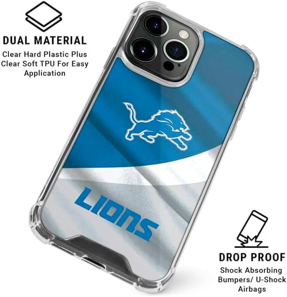 Skinit Clear Phone Case Compatible with iPhone 16 Pro Max - Officially Licensed NFL Detroit Lions Design