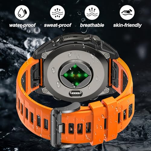 Image of 26mm Watchbands Compatible With Garmin Fenix 8 Pro /Quatix 8 51mm /Fenix 7X Pro /7X /6X Pro /6X /5X Plus /5X /3 HR,Silicone Quick-Fit Strap for tactix 8 51mm /7 pro /Enduro 3 2 /Descent Mk3i-51mm /Mk2i