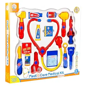 Ratna's Medicare Medical Kit Deluxe with 15 Medical Instruments & Accessories | Doctor Set Pretend Play | A Perfect Role Play Toy for Kids 2+ Years