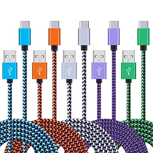 5Pack 6ft USB A to Type C Charger Cable Fast Charging Cord for Samsung Galaxy S24 A55 A35 A15 A14 A54 A53 A23 A13 A03s 5G A73 A02s A12 A20 A21 A30 A32 A42 A52 A50 A51 A10e A60 A70 A71, Z Fold5/4/3/2